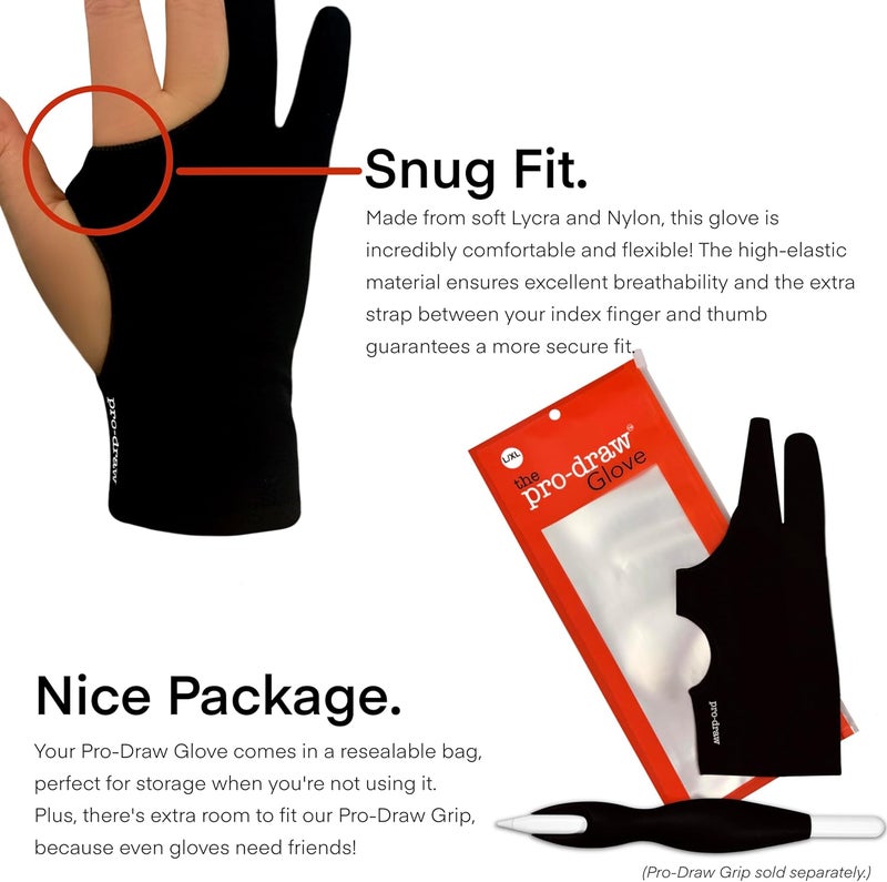 Pro-Draw Artist Glove for iPad, Drawing Tablet, Sketching // Two & Three Finger Tap // Right or Left Hand - Image 5